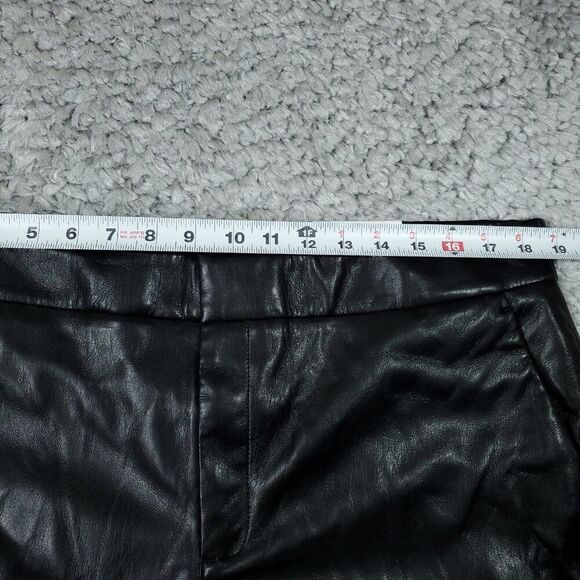 Chico's Faux Leather Cutwork Hem Trousers Wide Leg Ankle Pants Black Size 16 - Picture 8 of 12